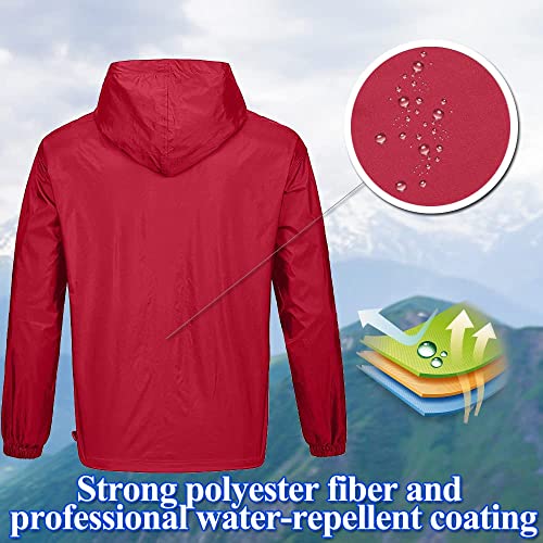 V Valanch Mens Golf Rain Jacket Waterproof Hooded Windbreaker Reflective Running Hiking Raincoat For Men(Red,Xl #TOP1