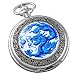VIGOROSO Men's Quartz Pocket Watch Vintage Blue Dragon Enamel Ceramic Steampunk Silver Pendant in Gift Box
