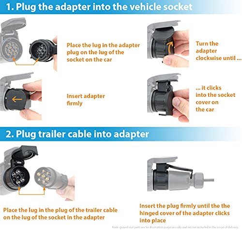 valonic 13 pin to 7 pin towing adaptor - car to trailer, adapter 13 to 7 - for caravan, electrics, bar, black - Image 4