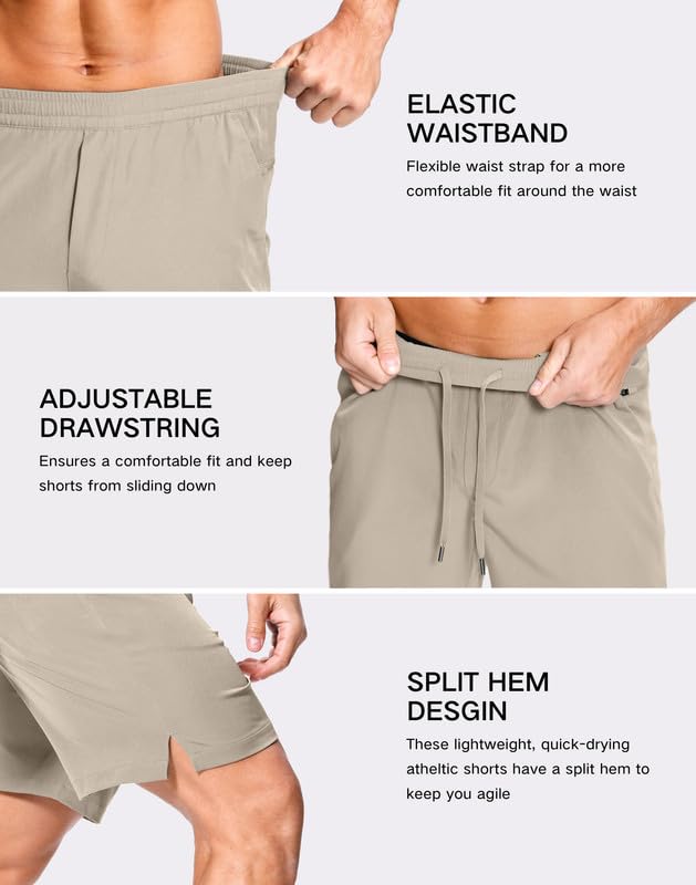 Image of GGJ Men's Lightweight Athletic Shorts with 2 Zipper Pockets 7 inch /9 inch /5 inch Gym Workout Running Quick Dry Tennis Shorts for Men