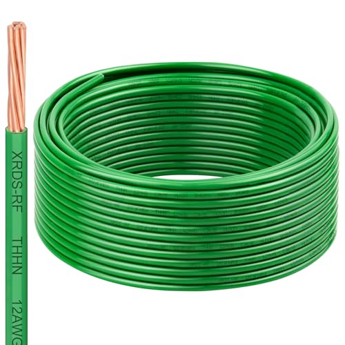 Image of XRDS -RF 12 AWG THHN Stranded Bare Copper Wire, 75FT Green Grounding Wire, 600V Rated Building Wire Ideal for Panel Wiring, Grounding, Lighting Circuits, Control Systems