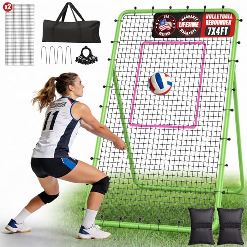 Suteck 7x4ft Volleyball Rebounder Net 2-Net 5-Angle Trainer