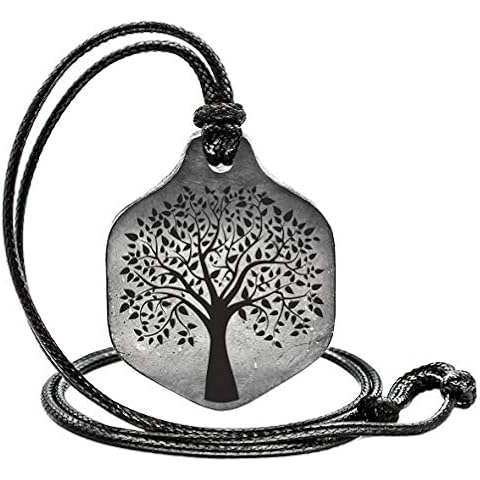 Wallystone Gems Shungite - Men's Jewelry - Tree of Life - Sacred Geometry formulas Universe - Shungite Stone Type II - Pendant Necklace Cover