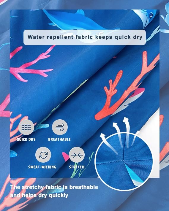 Men's Swim Trunks Hawaiian Bathing Mesh Lining Suit Swimsuits Beach Shorts with Pockets - Image 4