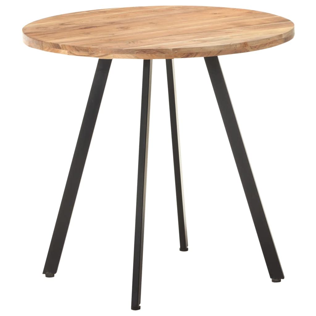 Esstisch 80 cm Massivholz Akazie mit schwarzem Eisen Gestell, Stabiler Holztisch rund, ideal für Esszimmer, Küche, Wohnzimmer, platzsparend und langlebig, modernes Industrie Design