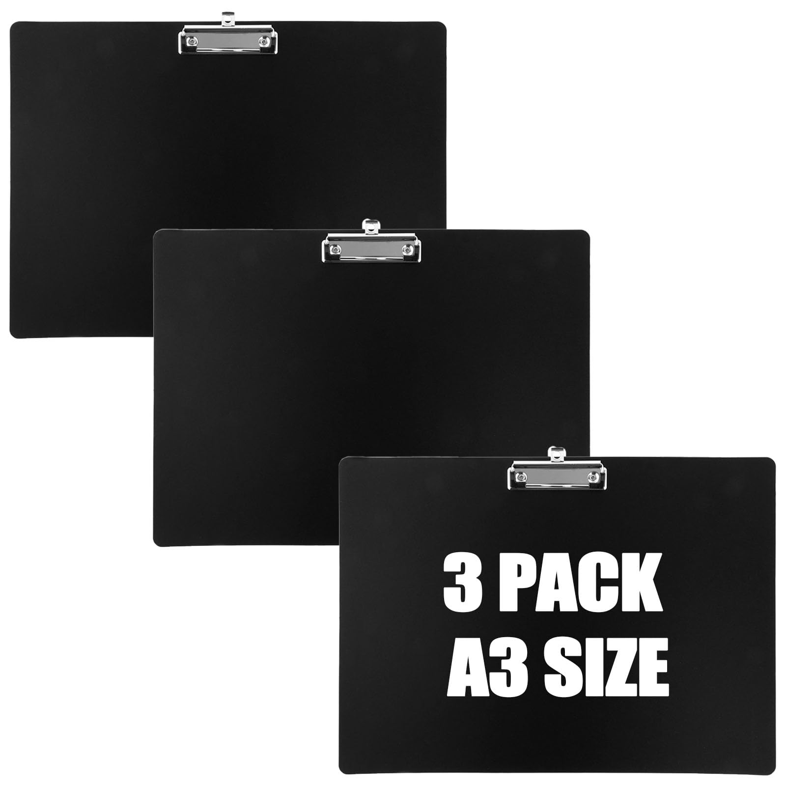 Lot de 3 porte-blocs A3 en plastique - 44 x 33 cm - Noir - A3 - Pour salles de classe, bureaux, cabinets médicaux