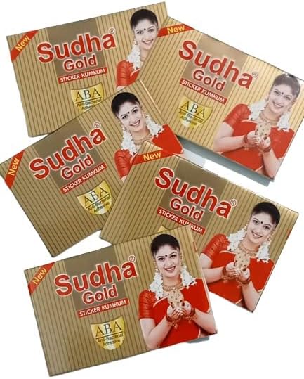 cosmetics Sudha Gold Vive Sticker Kumkum Designer Bindi Kumkum - Tatuaje de punto redondo  Bindi para mujer, paquete de 5 hojas (tamaño de la