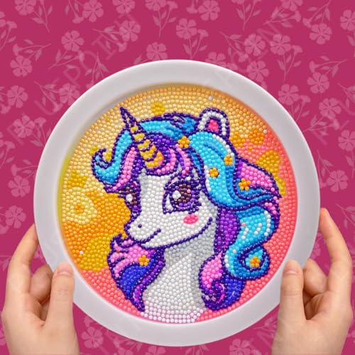 Image of PLUSPOINT 5D Diamond Gem Kits for Kids with Frame Diamond Arts and Craft for Kids Ages 6 8 10 12 Gem Art Painting Kit Unicorn Crafts Unicorn Diamond Painting Kits for Girls