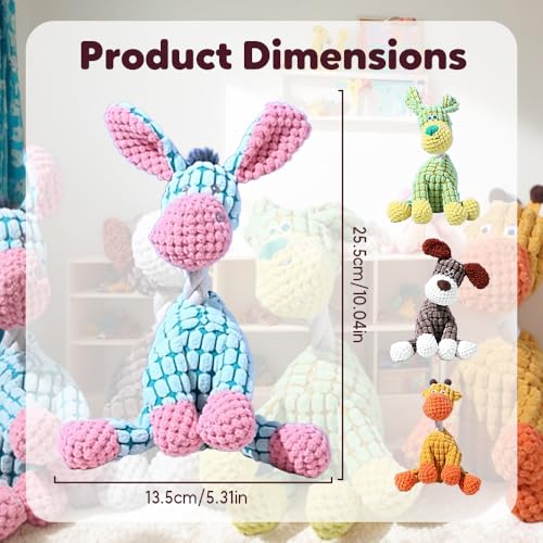 2026 New Indestructible Dog Toy, Durable Dog Stuffed Toys for Aggressive Chewers, Interactive Squeaky Chew Teething Toys for Small Medium Large Dogs Puppy (Brown)