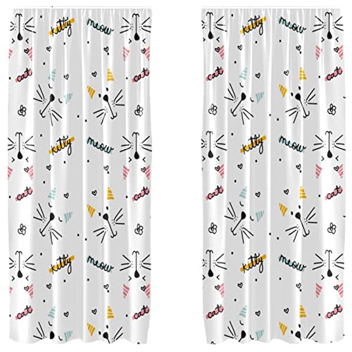 Cortinas opacas de microfibra suave con estampado de gatos de alta definición 2