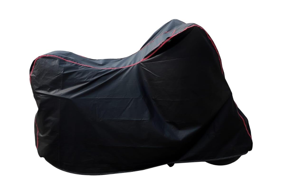 ABU SHEMA CAR WORLDWaterproof Scooty Cover for Yamaha Jog R Cover and with Free Bag, All Weather Proof Scooty Cover and Custom Fit Cover (Blue with Red Piping Style)