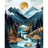 Mountain Paint by Numbers Kit for Adults Beginner Landscape Oil Painting Kit Adult Paint by Number Kits on Canvas Sunset DIY Painting for Beginners Art by Numbers for Gifts Home Wall Decor 16x20 Inch