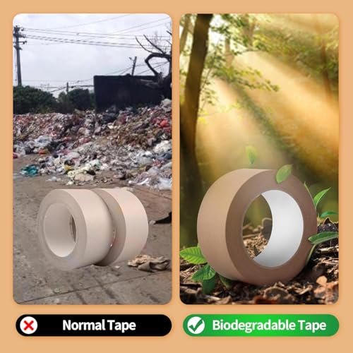 Image of SECUREMENT Paper Tape Plain Biodegradable Green Recyclable Craft Tape (50 mtr length) (3 inch INCH, 6 Tape Rolls)