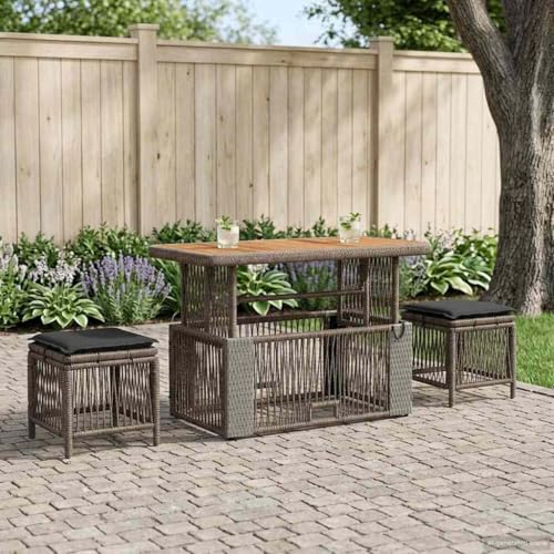 Ensemble de salle à manger pour jardin gris table réglable 4 pcs - 3