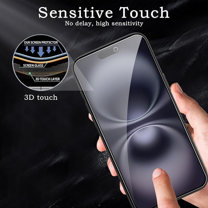 Image of [ 2+2 Pack Privacy Screen Protecor for iPhone 17 Anti-Spy Shatterproof Tempered Glass with Camera Lens Tempered Glass 9H Hardness Bubble Free Anti-Glare Case Friendly