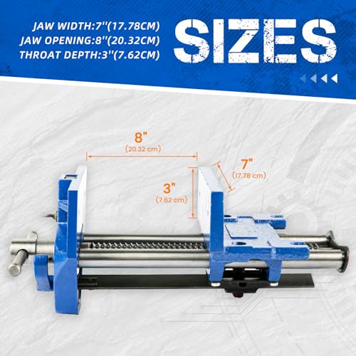 Image of 7 Inch Woodworking Vise, Heavy-Duty Cast Iron Wood Working Vise Quick Release Lever for Workshop and Home Use