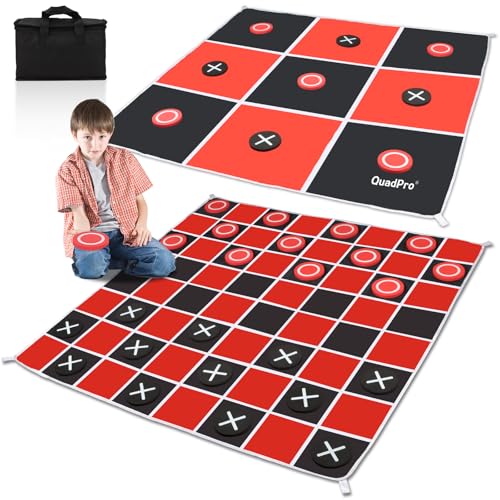 2-in-1 Giant Checkers Board Game & Tic Tac Toe Game Set, Jumbo Ou...