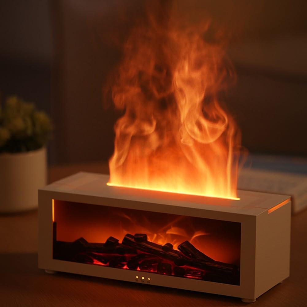 Diffusore di oli essenziali per camino, diffusore di oli essenziali da 150 ml, camino 3D con telecomando, per camera da letto, con protezione spegnimento automatico e timer per casa, ufficio, camera