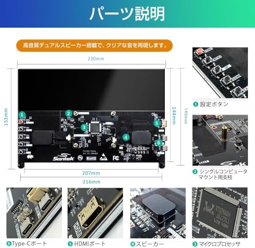 Santek オープンフレームタッチモニター 10.1inch SOF01010A1B の商品画像 3