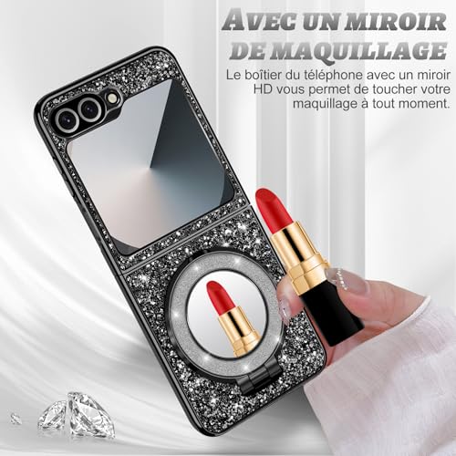 Coque Galaxy Z Flip 6 miroir support pour vos appels mains libres