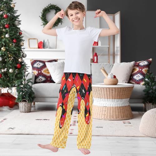 Boy's Pants Red Black Ice Cream Jogger Pants Elastic Waist Long Bottoms Trousers with Pockets 6-14 Years2