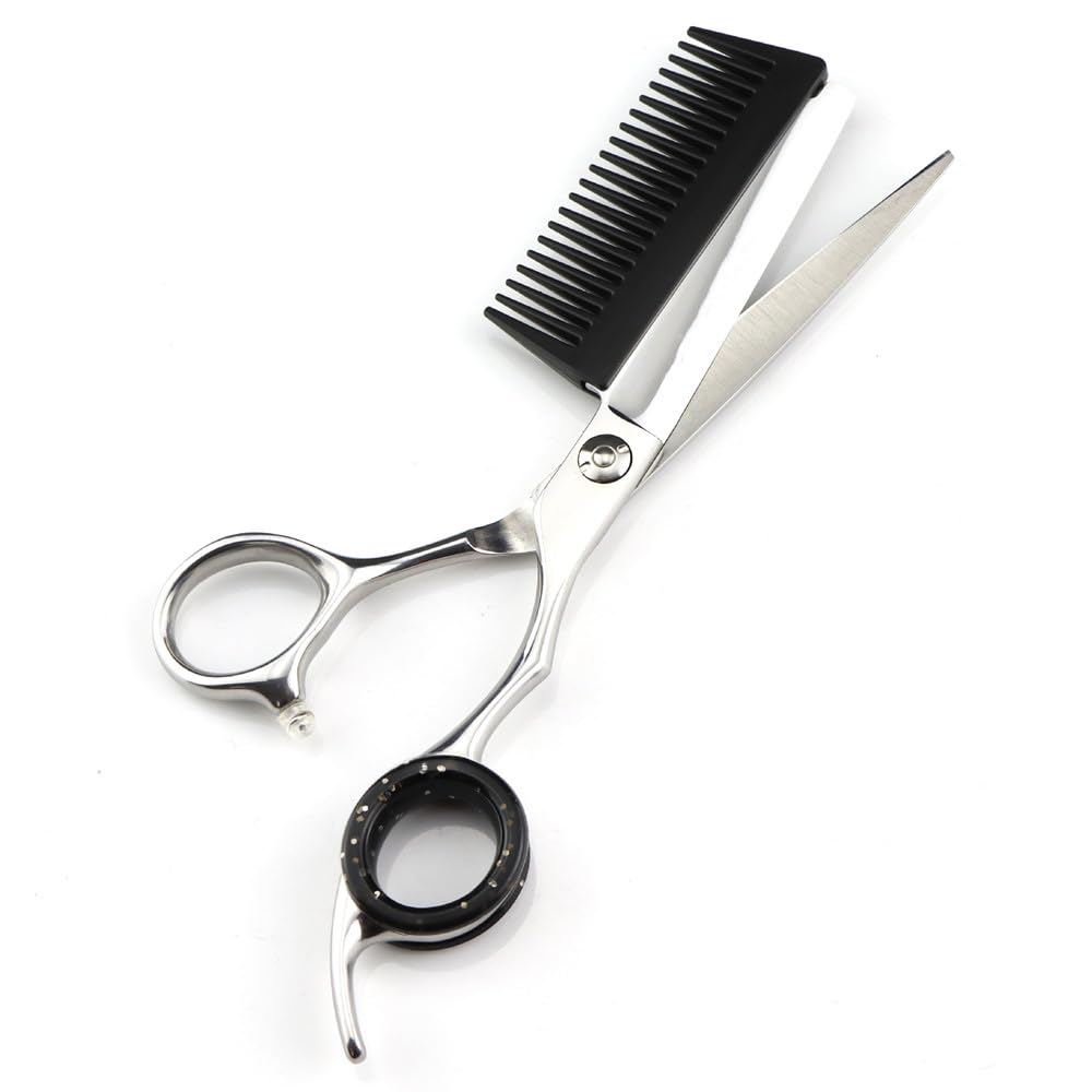 Forbici per tagliare i capelli, 6 pollici professionali JP440c acciaio argento 2 in 1 forbici per tagliare i capelli con pettine forbici per tagliare i capelli barbiere f(