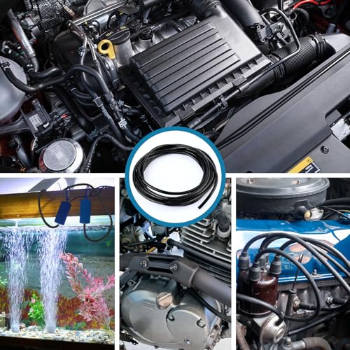 GHVACZS 5m Gummischlauch, Innendurchmesser 3mm Unterdruckschlauch, Gummischlauch mit 4 Verbindungsschläuchen, Geeignet für Autos und Aquarien