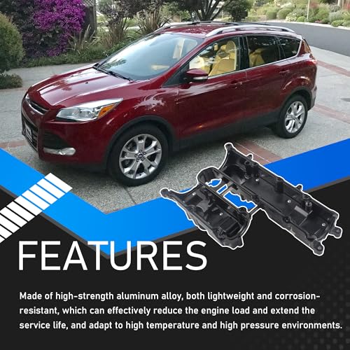 Image of Aluminum Engine Valve Cover with Gasket Compatible with 2013-2019 Ford Escape Fiesta Fusion Transit Connect 1.6L L4 Replaces BM5Z6582A BM5Z-6582-A