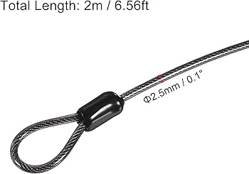 Amazon.co.jp: PATIKIL セキュリティスチールケーブル 2.5mm x 2m
