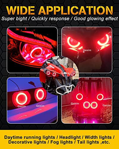 Qasim LED Halo Ring Angel Eyes rojo 90MM para auto miniatura 4