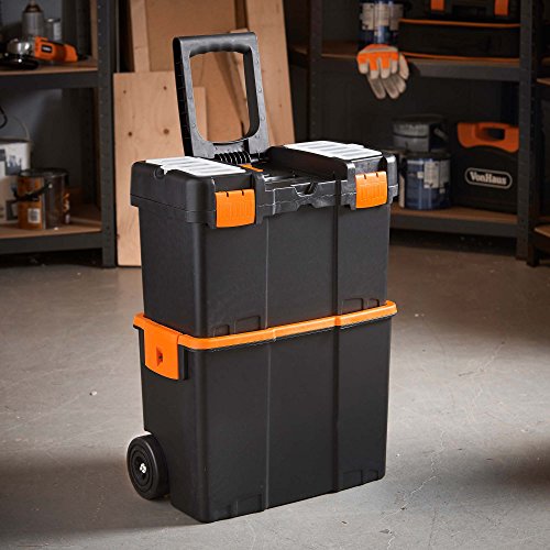 VonHaus Tool Box on Wheels - Wheeled Tool Box with Stackable Boxes for Easy Organisation - 3-Pack Secure Rolling Storage Boxes, Lockable Cover and Removable Tray with Wheels 2 VonHaus Tool Box on Wheels - Wheeled Tool Box with Stackable Boxes for Easy Organisation - 3-Pack Secure Rolling Storage Boxes, Lockable Cover and Removable Tray with Wheels - Image 2
