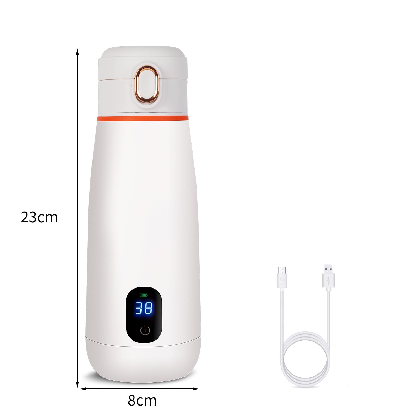 Scaldabiberon Portatile Scalda Biberon Neonato Senza Fili 350ml, Riscaldamento Rapido, Latte Materno e Acqua, Controllo Preciso della Temperatura, Ricarica USB-C Viaggi Regalo