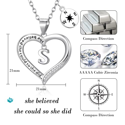 Bmmye Graduation Gifts For Her 2023 Class Of 2023 High School Friendship Cap Pendant Silver Letter S Necklace With Cz College Graduation Heart Necklace For Girls Women #TOP4