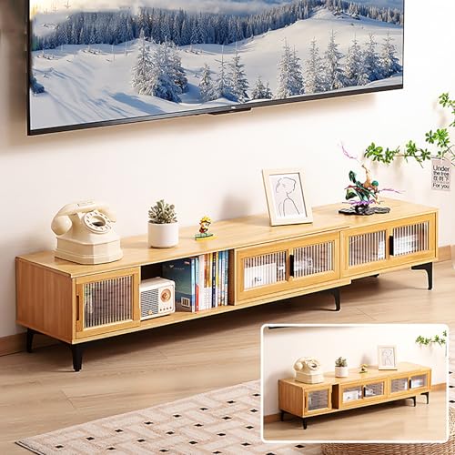 Supporto TV In Bambù Naturale | Mobile TV Per Schermi Fino A 65 Pollici | Consolle Con 2 Ripiani Aperti | Lunghezza 140 Cm, Colore Noce - 5