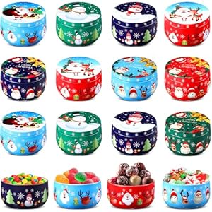 Mumufy 24 Pcs Christmas Cookie Tins 8 Styles Candy Tinplate Retro Tins Candle Tin Storage Containers Metal Cookie Jars Round Nesting Containers for DIY Candles, Dry Storage, Spices, Tea, Candy Mumufy 24 Pcs Christmas Cookie Tins 8 Styles Candy Tinplate Retro Tins Candle Tin Storage Containers Metal Cookie Jars Round Nesting Containers for DIY Candles Dry Storage Spices Tea Candy