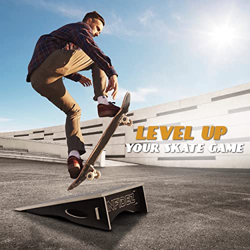 Infidez Wooden Large Skateboard, Bike Ramp For Kids Jumping, Foldable Launch Ramp For Skateboard, Bike, Scooter, Bmx, Roller Skates & More, Skateboard Accessories (Black),25''L X 23''W X 8''H #TOP4