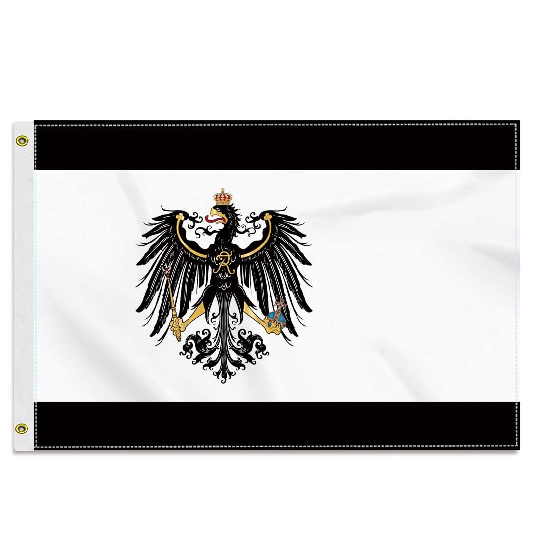 Wnzig 30 x 45 cm Prussia Flag, 1 x 1.5 ft Small 150D Prussian Banner, Durable Doube Side Print Decor Brass Eyelets Tiny Prussia