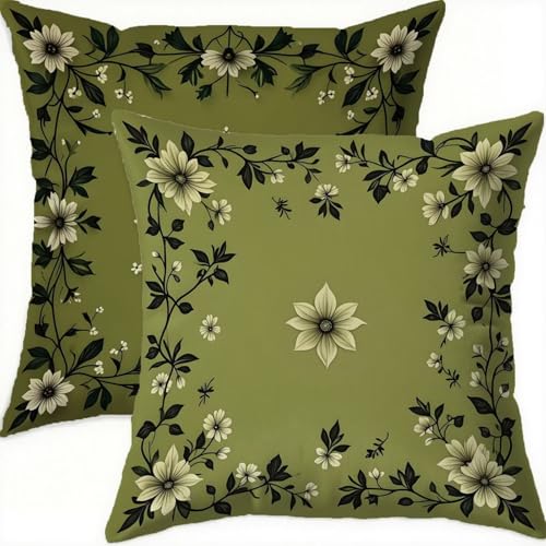 Housse coussin 60x60cm imperméable en velours vert lot de 2