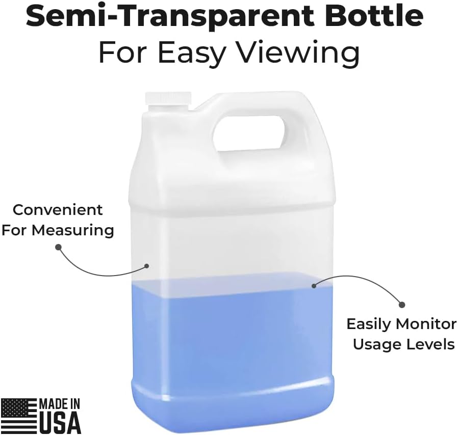 4 Pcs 1 Gallon F Style HDPE Jug with Dispenser Pump & Funnel - Secure 38-400 Neck Finish - Ideal Water Container for Water Storage, Detergents, Oil Containers, Industrial and Everyday Use
