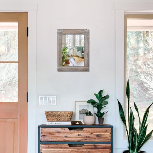 Miroir mural rustique au cadre en bois vieilli style campagnard - 4