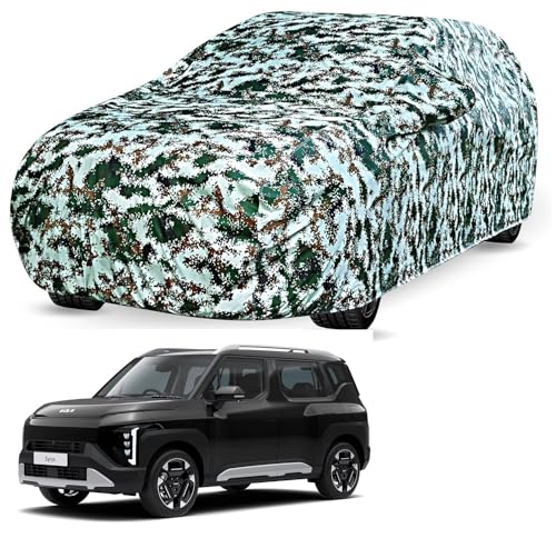 Image of Auto Hub Car Cover Compatible with Kia Syros with Mirror Pocket, Soft Cotton Lining, Syros Car Cover Waterproof - Forest Look
