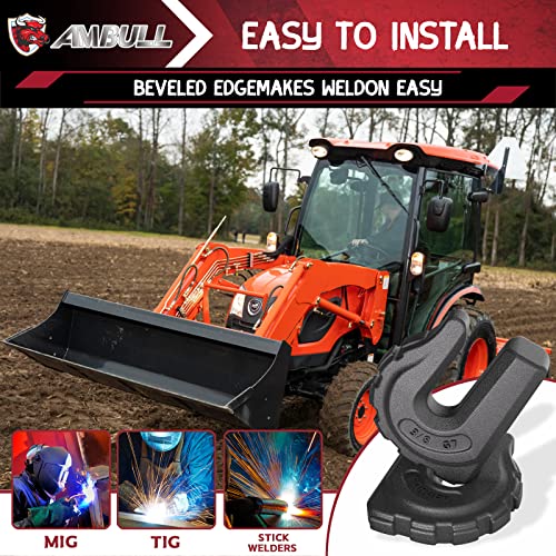 Ambull 4 Pack 3/8" Forged Clevis Grab Chain Hooks, Heavy Duty Forged Grade 70 Grade Utility Hook Weldable For Trailer Truck, Rigging, Car, Suv, Rv, Utv, Tractors Loader Bucket-18000 Lbs Capacity #TOP6