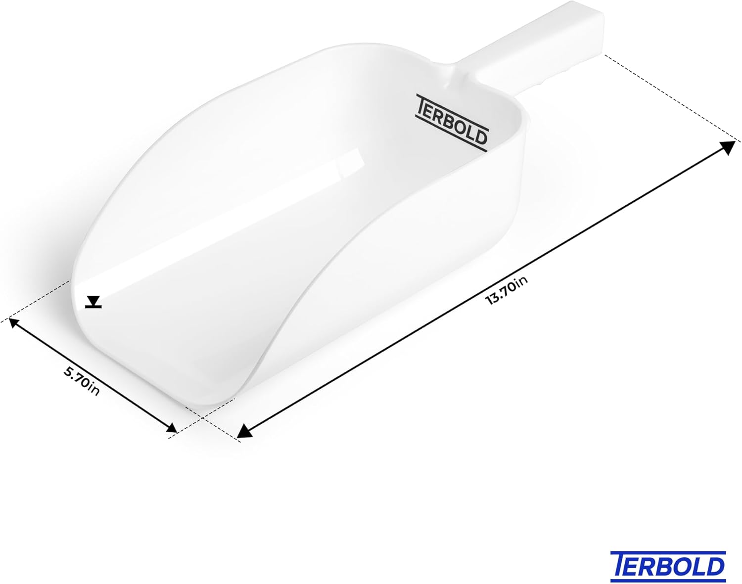 2pk Terbold Plastic Ice Scoop 64oz | Large Utility Plastic Hand Scooper | BPA Free for Foodservice Dry Goods Commercial Ice Machine