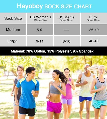 Heyoboy Meias femininas de corrida atléticas antibolhas, espessas, acolchoadas que absorvem o odor,