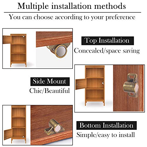 TANCUDER 4 PCS Magnetic Door Catch Latch Kitchen Magnet Push Catch Round Magnets Door Closers Catches Retro Cabinet Hardware Fittings with Screw for Wardrobe Cupboards Drawer Closet Doors, Bronze - Image 6