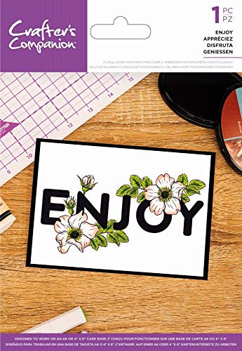 Crafter's Companion Statement Floral Word Photopolymer Clear Stamp-Enjoy, One Size