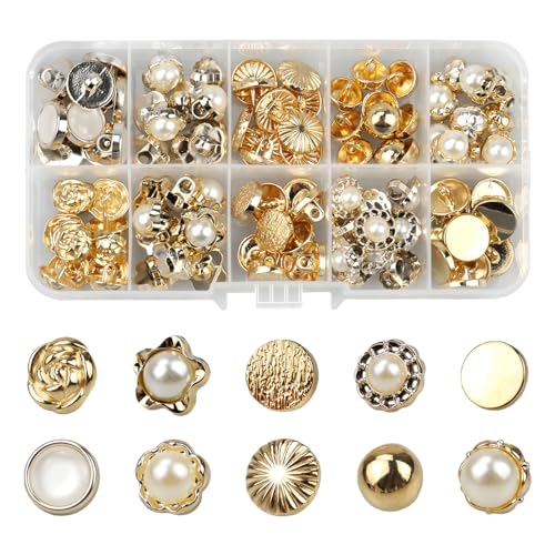 YapitHome Lot de 100 boutons à coudre, 10 styles de petits boutons, pour femmes et filles, pour vêtements, bonnet, jean, manteau, chemise, bricolage, décoration,...