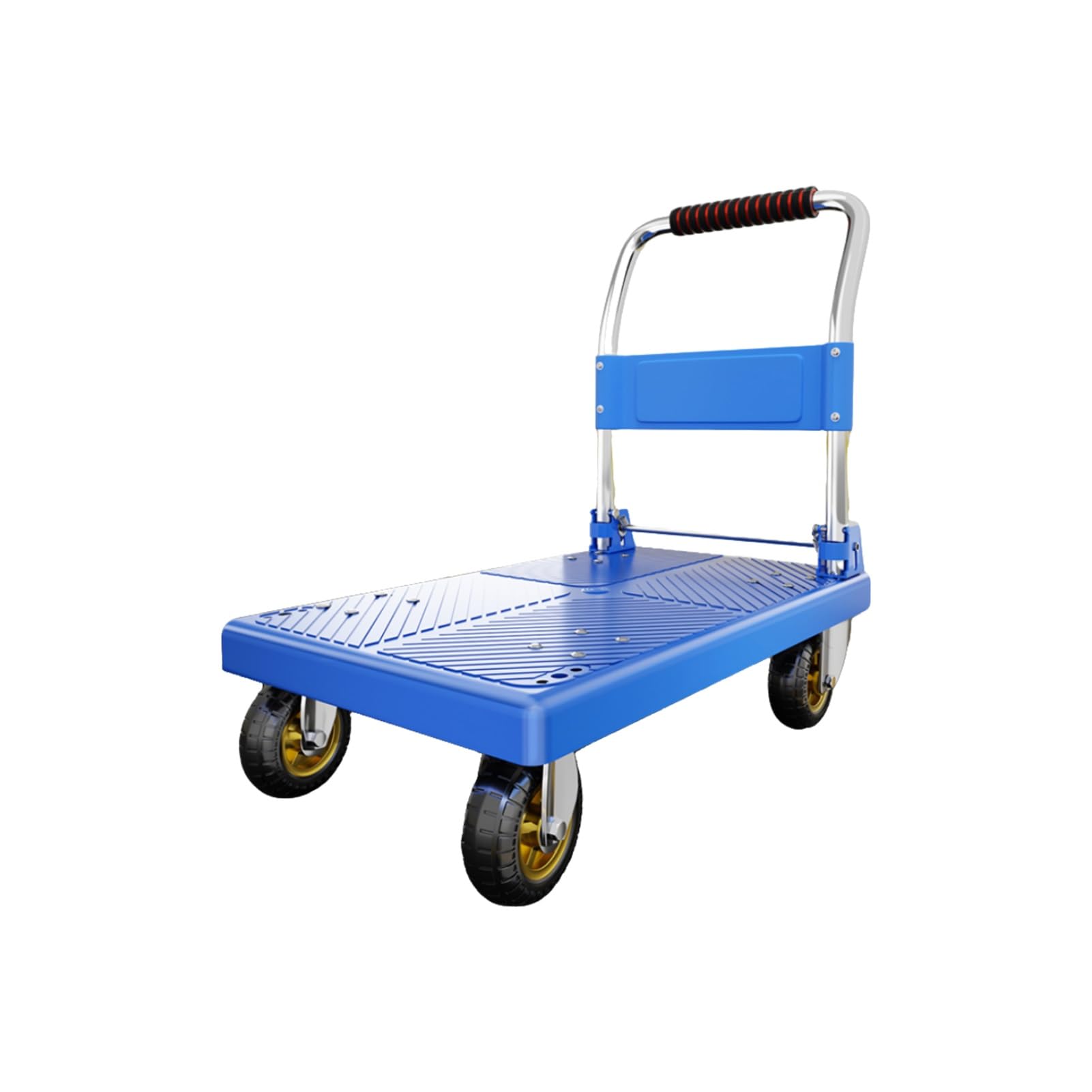Carro de Plataforma Resistente,Equipado con Ruedas giratorias de Freno y manijas,Carro de Mano Plegable de Plataforma Plana de plástico,Adecuado for supermercados y garajes