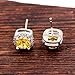 Tobestu Cubic Zirconia Earrings Studs, Yellow CZ Crystal Stud Earrings Silver Color Square Halo Stud Earrings Set for Women Y4139 (Yellow)