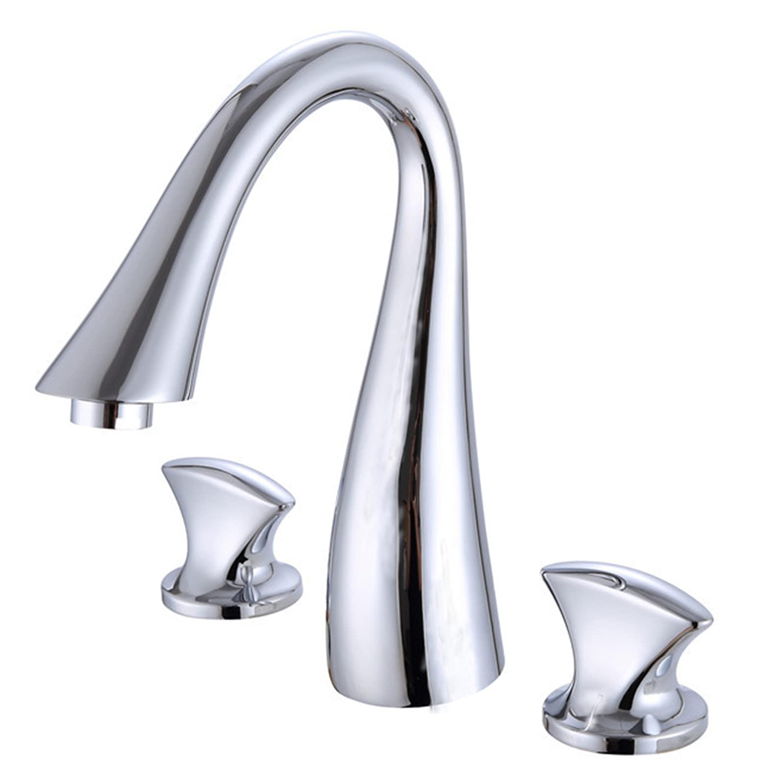 Grifo De Baño, Grifo De Lavabo De Baño De Latón Macizo con 3 Agujeros, Juego De 3 Piezas Grifo Mezclador De Lavabo De Dos Manijas para Agua Fría Y Caliente,Cromo